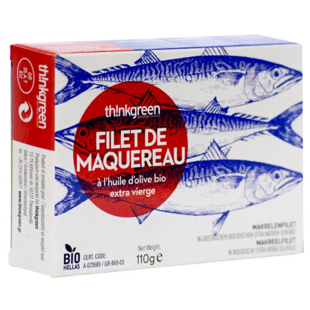 Filety z makreli w ekologicznej oliwie z oliwek extra virgin 110 g thinkgreen