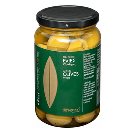 Greckie zielone oliwki z pestkami w zalewie BIO 370 g thinkgreen