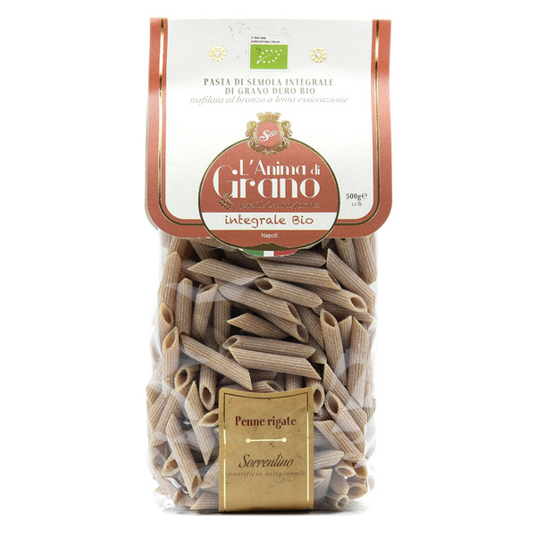 MAKARON PENNE RIGATE INTEGRALE PIÓRA PEŁNOZIARNISTY BIO 500G L'Anima di Grano Pastificio Sorrentino